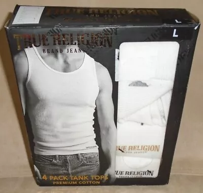 Men's  True Religion Ribbed Cotton Blend Tanks 4 Pack Tank Tops T Shirts  Read! • $27.88