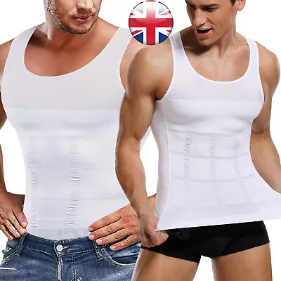 MEN SLIMMING VEST Chest Belly Waist Boobs Compression Shirt Slim Body Shaper • £4.79