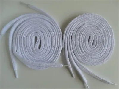 £4.99 • Buy 2 X Pairs 150cm Strong White Flat Laces - Shoes Boots Trainers Adidas