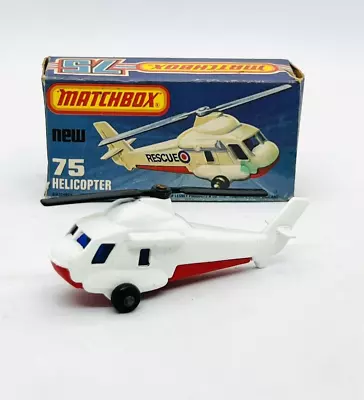 Matchbox Lesney Superfast 75 Helicopter In White No Labels Red Base Mib! • $15.16