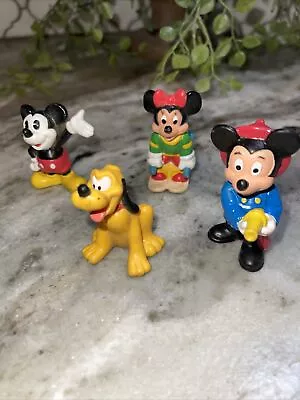 DISNEY Mickey Pluto Minnie 2  PVC FIGURE Lot If 4- Applause Ski Bully Fireman • $13.60