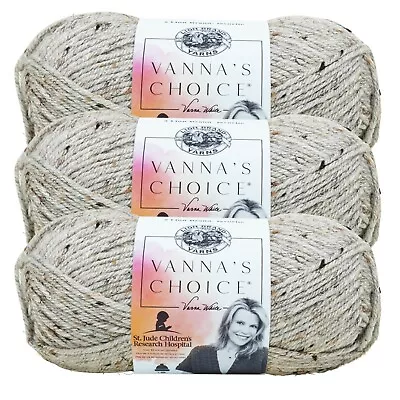 (3 Pack) Lion Brand Yarn 860-401F Vanna's Choice Yarn Grey Marble • $15.35