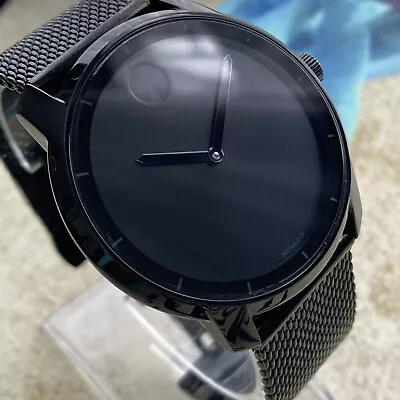 Movado Watch BOLD Swiss Quartz Black Ion Steel Blue NATO 44mm Case • $26.14