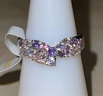 $15 • Buy Bomb Party RBP6445 Ring That's What I Want Rhodium Pink Purple Topaz CZ Size 7