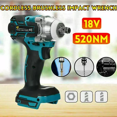 £28.99 • Buy 18V 1/2  Cordless Brushless Impact Wrench 520N.m Replace With 0/1  Battery KIT
