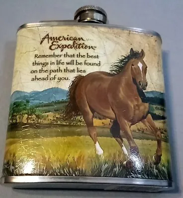 Wild Mustang Horse Stainless Steel Flask Outdoor Adventure 6oz Barware Gift • $8.50