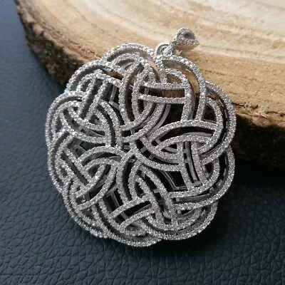 1 Pc 43mm Silver CZ Micro Pave Pendant Charm Jewelry Pendant DIY • $12