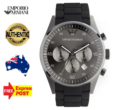 Emporio Armani Sportivo Ar5889 Grey/black Silicone Mens Stainless Steel Watch • $239.99