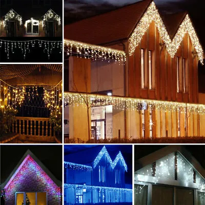 Christmas LED Lights Outdoor Lights With Timer Icicle Fairy Snowing Effect Xmas • £12.99