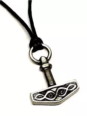 Thors Hammer Necklace Pendant Nordic Asatru Corded Norse Heathen Mjolnir Cord • £6.95