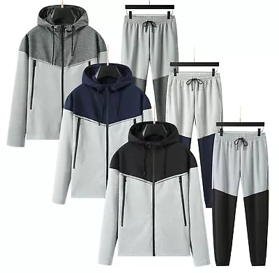 Men's High Fashion Tracksuit Set Zipped Pocket Scuba Designer Sweatshirt Joggers • £19.99