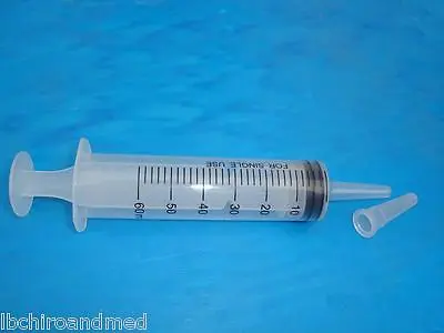 1 Pack Of 5 -60ml Plastic Syringe-Large Thumb Grip Syringes 60cc-Free Shipping ! • $12.99