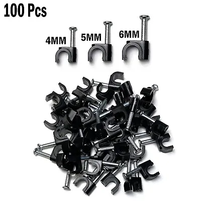 £2.90 • Buy Cable Clips Round Quality Black 100 Aerial Coaxial Sky Flex Clip UK