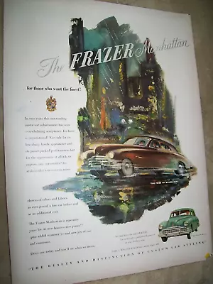 1948 48 Frazer Manhattan Large Magazine Watercolor Car Ad - Kaiser - Frazer • $9.95
