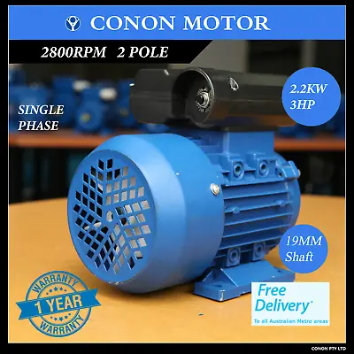 2.2kw 3HP 2800rpm 3/4  19mm Shaft  Compressor Motor Single Phase 240v Dual Caps • $258.30