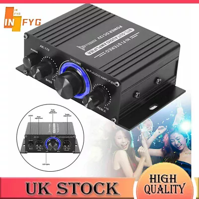 AK-170 Mini HiFi Digital Stereo Audio 2 Channels Amplifier Power Amp DC 12V FM • £12.86