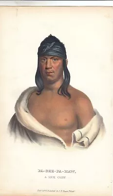 Rare McKenney And Hall Octavo Portrait Print 1855: PA-SHE-PA-HAW. A Saux Chief • $59.99