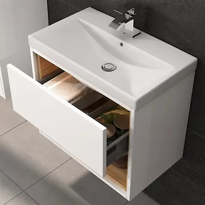 Hudson Reed Coast 500mm 1-Drawer Basin Vanity Unit White Gloss Wall Hung Modern • £319.95