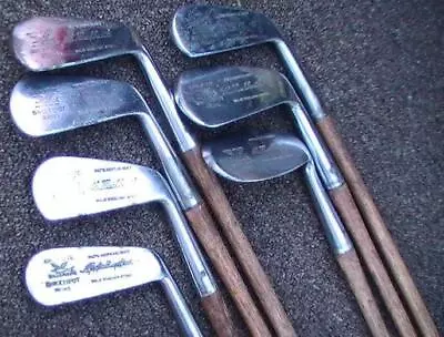 Antique 1927 Pat. Al Hackbarth  England Spalding Sweetspot Wood Shaft Iron Set • $899.99