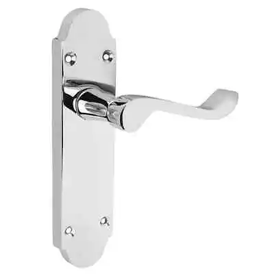 Shaped Scroll Polished Chrome Door Handle Set Either Latch Bathroom Lever Lock • £9.49