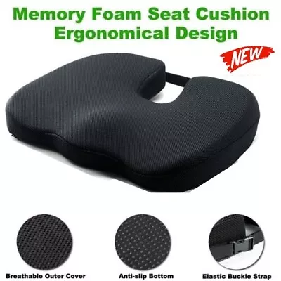 Memory Foam Car Seat Cushion Driving Booster Coccyx Pain Relief Chair Pad Office • £16.99