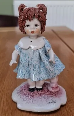 BEAUTIFUL! Zampiva Girl Spaghetti Hair Ceramic Doll Standing Up Figurine Italy  • £22