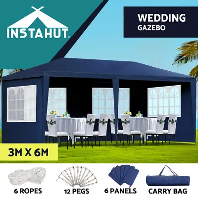 Instahut Gazebo Marquee 3x6 Wedding Party Tent Outdoor Camping Side Wall Blue • $108.95