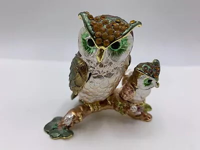 Collectable Colorful Metal Bird Owl On Branch Figurine Ornament Rare • $29.99