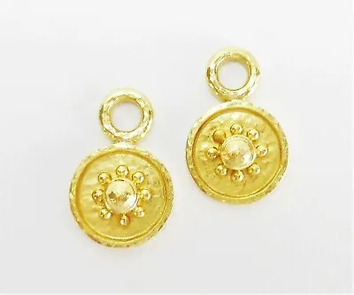 ELIZABETH LOCKE 19K Hammered Yellow Gold Daisy Earring Charms  ~ $1400 + • $1025