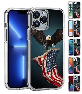 For Apple IPhone - Texture American Eagle & Flag Impact Shockproof Cover Case • $11.95