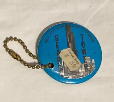 Vtg - Sears Tower Chicago - Metal Souvenir Round Key Ring Keychain. 2 1/4  W • $11.95