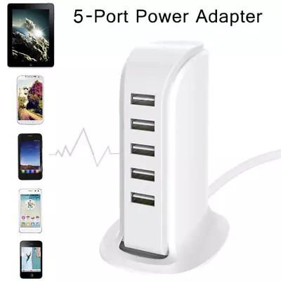 5 Port USB Charger Multi USB Charging Station Dock Desktop Universal US Plug • $8.49