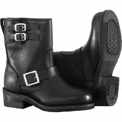 River Road Women 9  Engineer Boot Full Grain Blk Lth Multi Buckle KW-2001-144 • $109.99