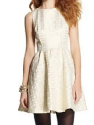 $18.99 • Buy Xhilaration Ivory And Gold Sleeveless Fit To Flare Dress S