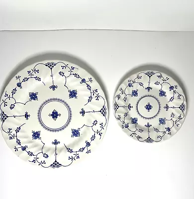 Myott Finlandia Dinner Plate 9 7/8” And 6 3/4” Bread Desert Plate Blue & White • $28