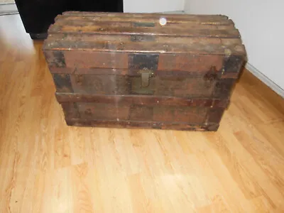 Antique Vintage Steamer Trunk Chest - Dome Top 27 X 15 X 18 • $75