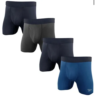 Reebok Men's 4 Pack Performance Boxer Briefs Size M New NWT Grey/black/blue • $20.99