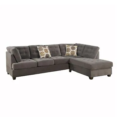 $1433.22 • Buy Luxurious And Plush 2 Piece Corduroy Sectional Sofa In Waffle Suede Charcoal