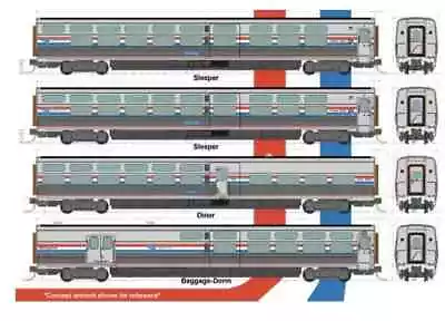 Kato 1068004 N Scale Amtrak Viewliner Ii 4-car Set Amtrak Phase Iii Heritage • $124.55