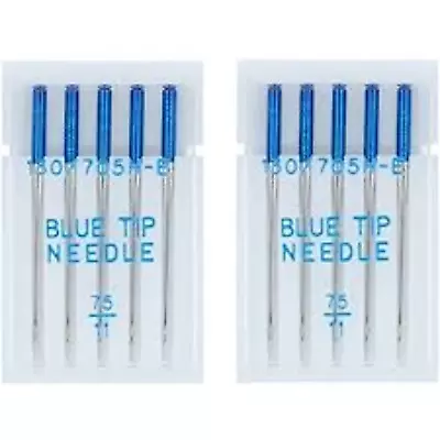 BLUE TIP SEWING MACHINE EMBROIDERY NEEDLES SIZE 75/11 Fits JANOME X 2 • £5.99