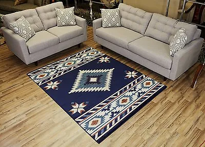 Southwest Southwestern Native American Navy Blue Area Rugs 2'x4' 5'x7' 8'x10' • $239.80