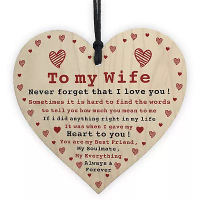 Wife Gift For Anniversary Valentines Day Wooden Heart Soulmate Gifts For Her • £3.99