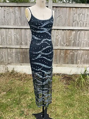 £85 • Buy Vintage After Six By Ronald Joyce Sequins Mesh Size 10 Dress Stappy Bodycon Long