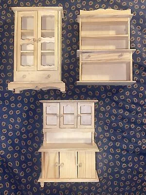 3 Pieces Dollhouse Furniture Cabinet Wood China Don Mechanic Ent Dallas Tx • $12