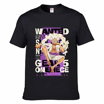 T Shirt Monkey D Luffy Gear 5 Wanted One Piece 100% Cotton #0709231 • $25.99