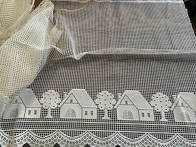 Heritage Gingerbread House 1980's Macrame Ring Curtain Lace Ecru 36 X 3 1/3 Yds • $25