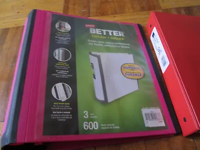 Lot Of 3 Assorted 3 Ring Binders 2 X 2  1 X 3  (600 Sheet Capacity) • $9.99