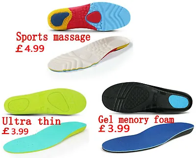 3angni Memory Foam Work Boots Gel Active Insoles Shoe Insoles Man Woman 6-13 • £5.50