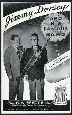 1946 Jimmy Dorsey Bob Alexander Photo King Trombone Vintage Print Ad • $29.97