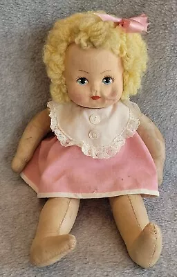 Vintage Krueger Oil Cloth Blonde Baby Doll 11  Original Clothes • $12.99